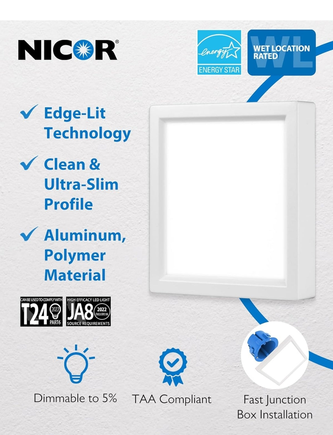 NICOR - 4" SQUARE SURFACE MOUNT 5CCT